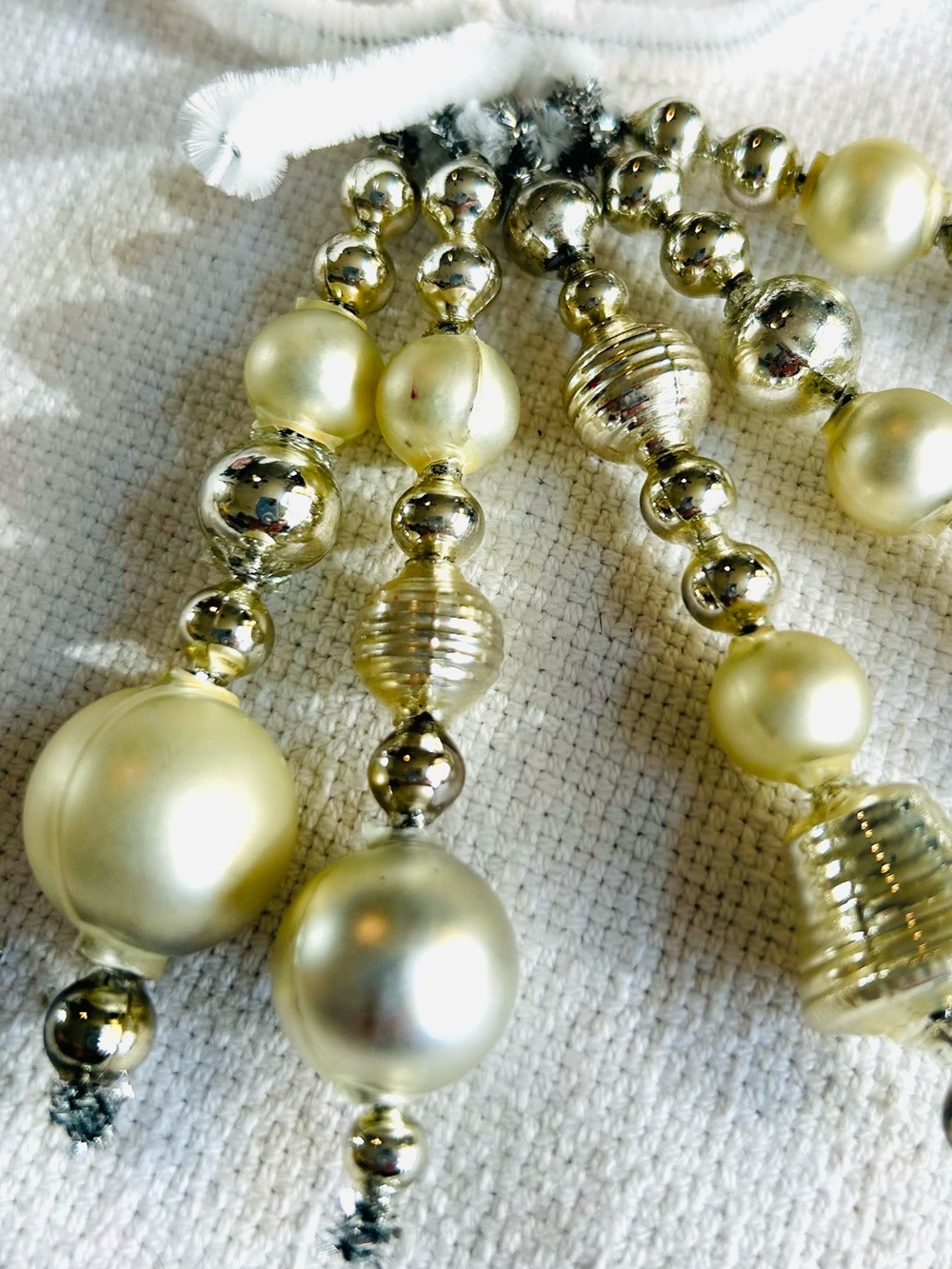 Mini Vintage Repurposed  holiday Christmas ornaments, mercury Glass bead icicle - Picture 2 of 5